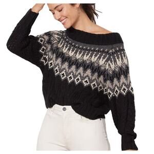 John + Jenn Wes Fair Isle Off The Shoulder Sweater Small